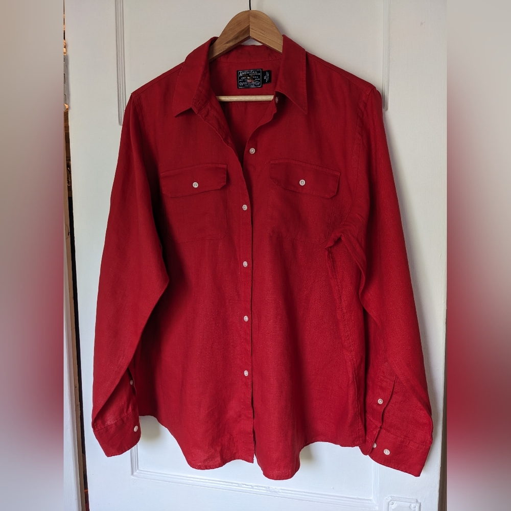 American Living Red Linen Shirt